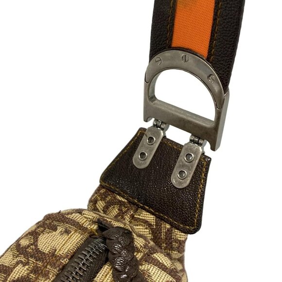 Auth DIOR/ChristianDior Flight Beige Dark Brown Orange Jacquard Leather - Picture 7 of 16